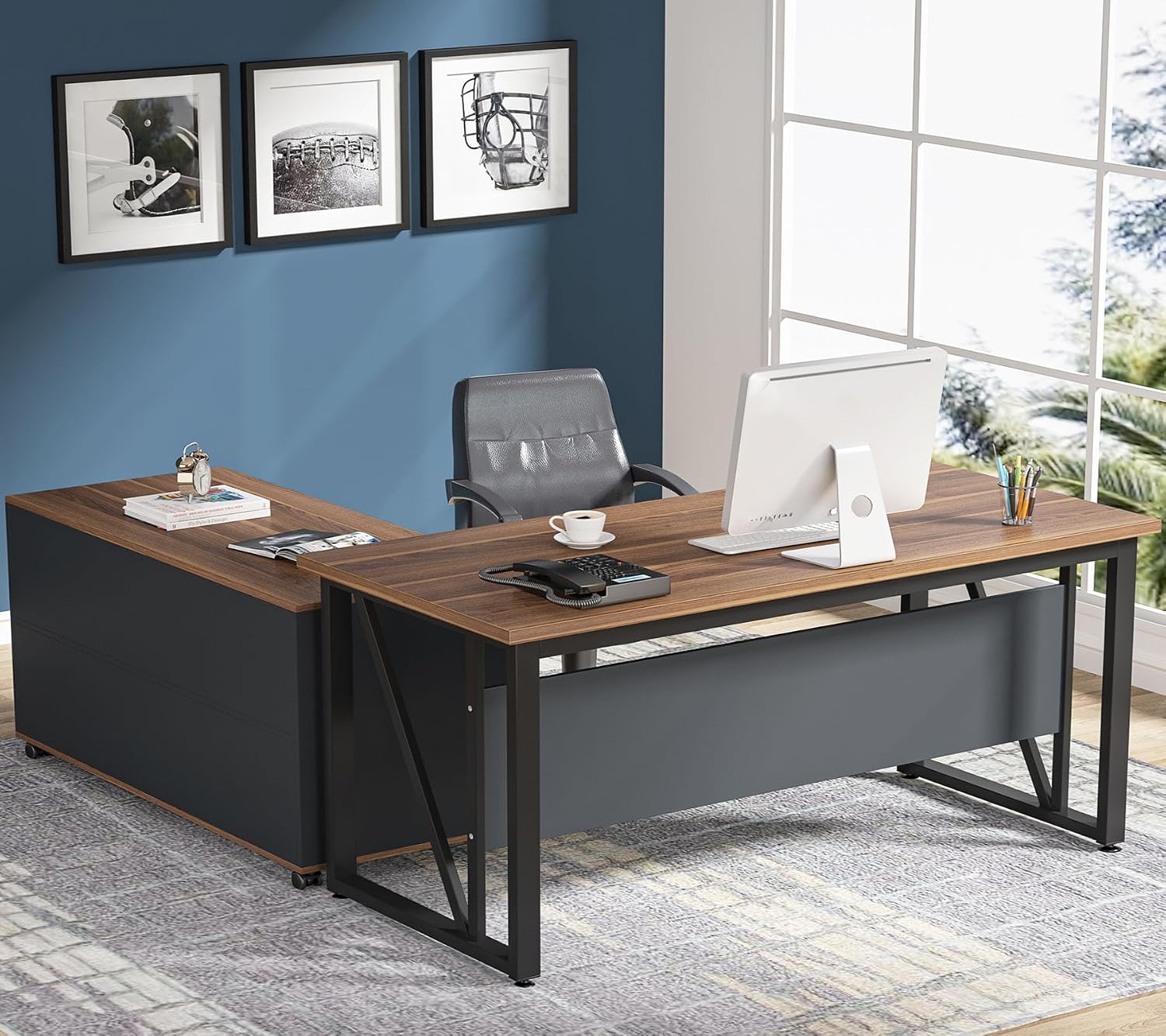 Office Furniture Filing Cabinets - Conjunto de Mesa Executiva em L