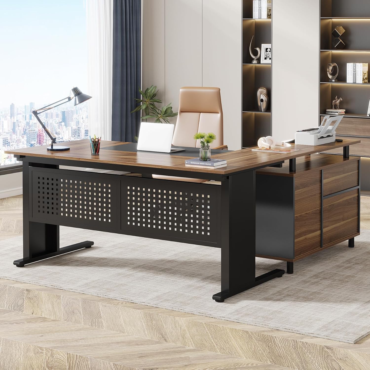 Office Furniture Filing Cabinets - Mesa Executiva em L de 63
