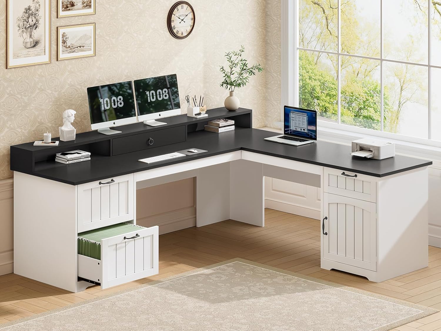 Office Furniture Filing Cabinets - Mesa em L com Gavetas e