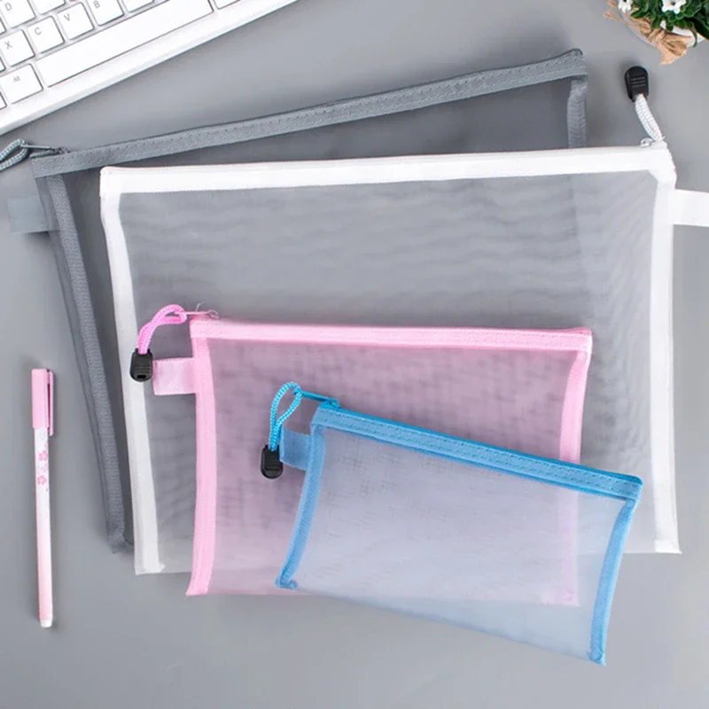 Binder Storage Box - 1 pçs a4/a5/a6 malha zíper bolsa