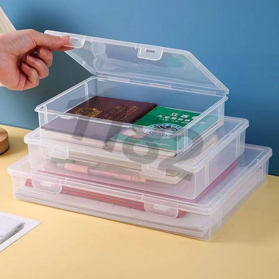 Office Furniture Filing Cabinets - Caixa Organizadora Empilhável Transparente A4 com