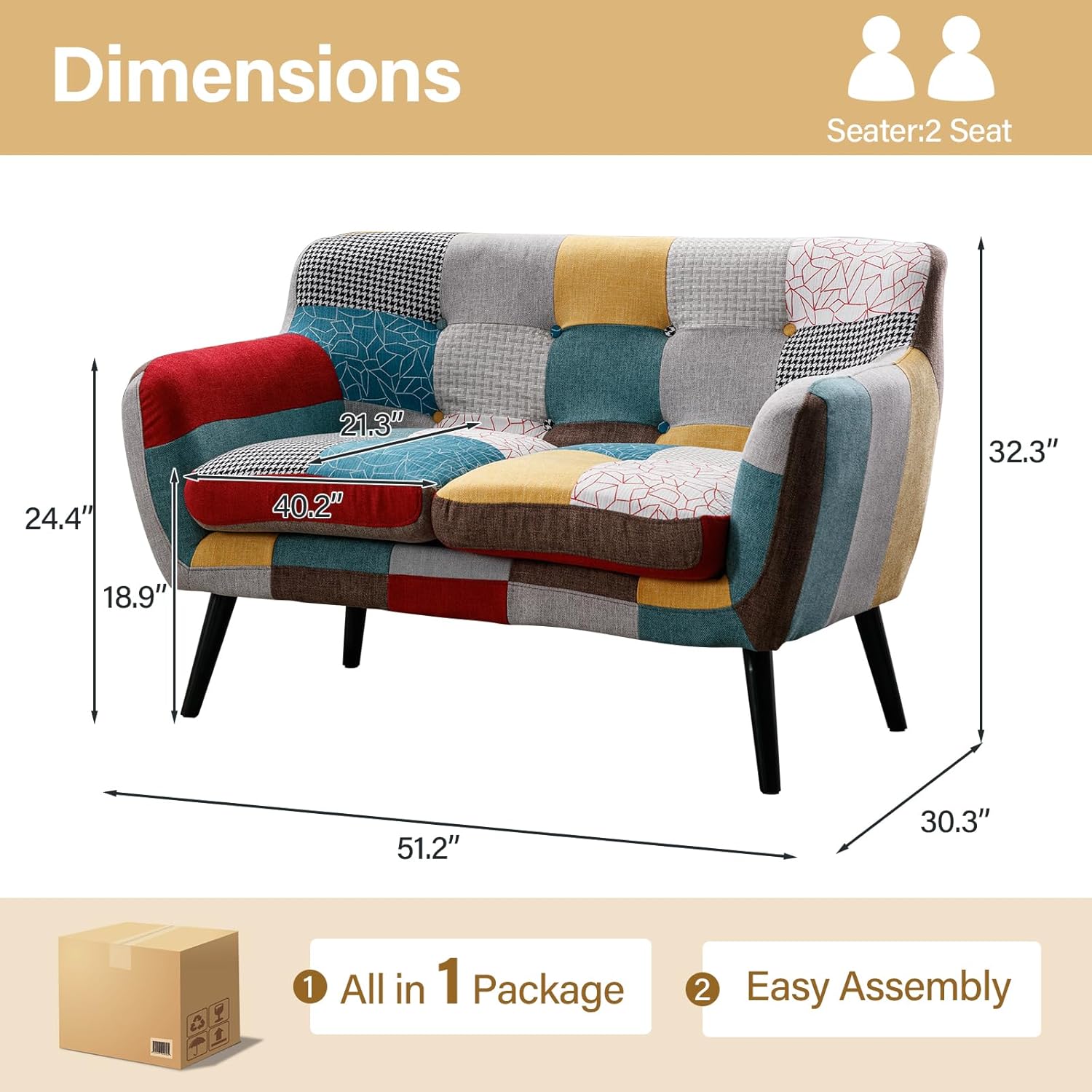 Sofá Loveseat Boho Moderno par - Office Furniture Group avaliação e preço