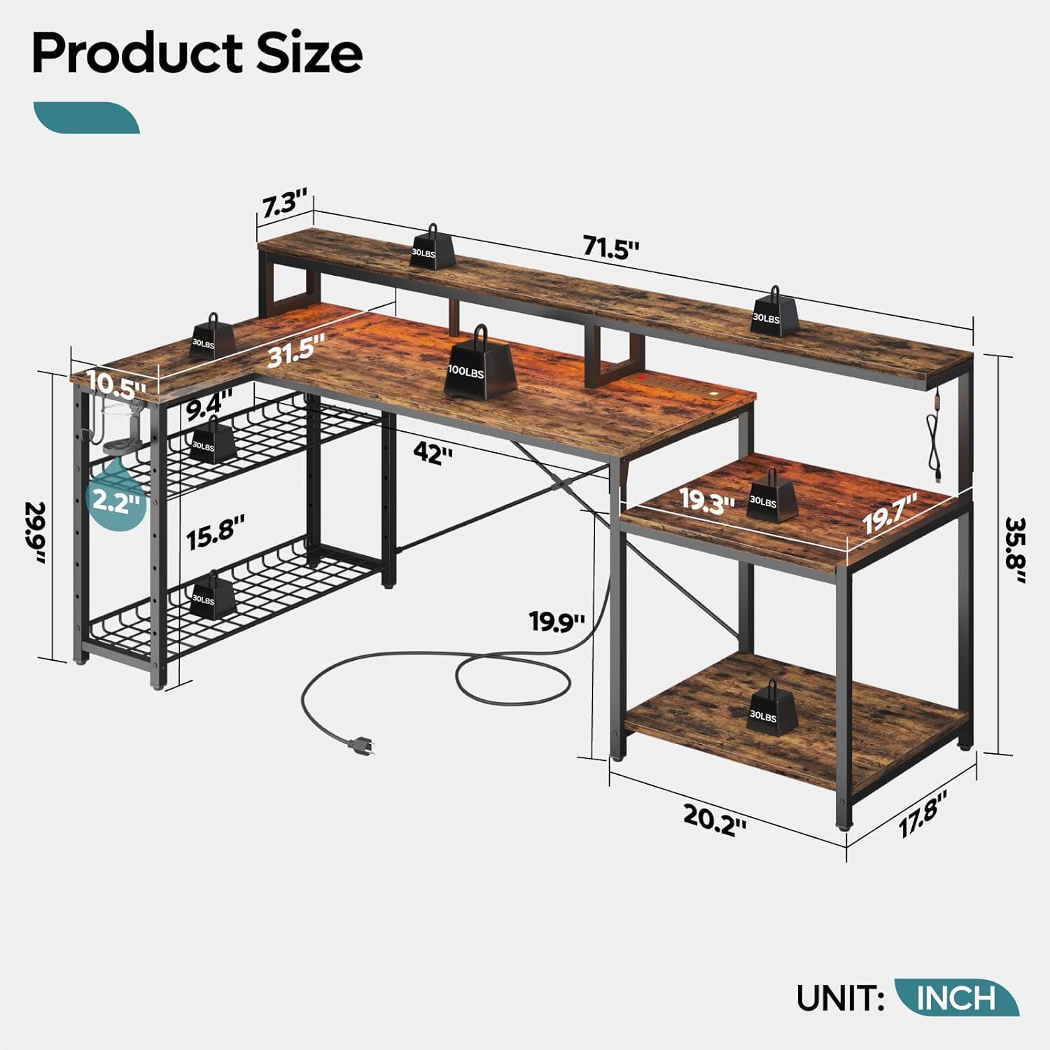 Mesa de Computador de 71,5 Pol - Office Furniture Outlet avaliação e preço