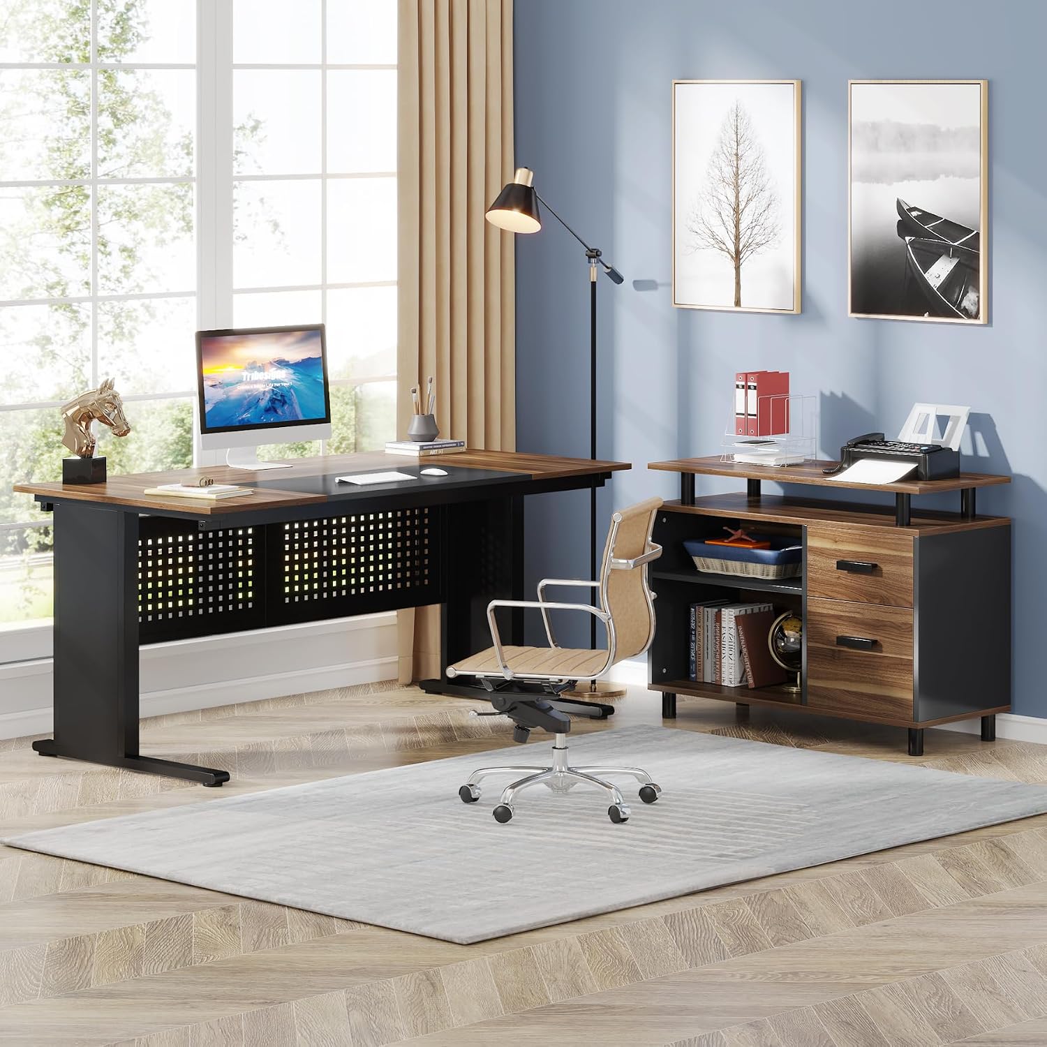 Mesa Executiva em L de 63 Pole - Office Furniture Filing Cabinets avaliação e preço