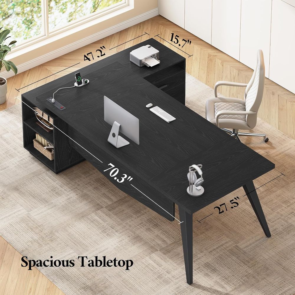 Mesa Executiva em L de 70,3 co - Office Furniture Outlet avaliação e preço