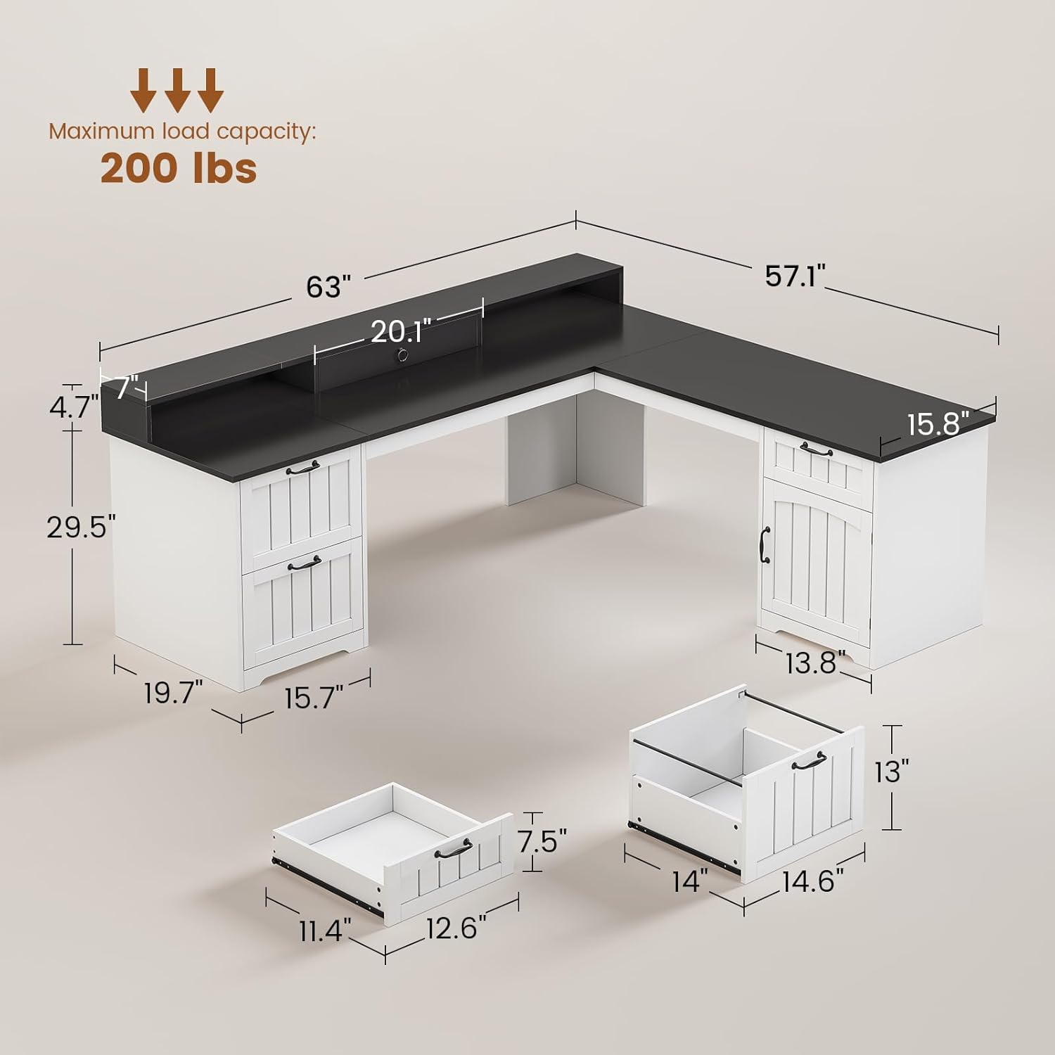 Mesa em L com Gavetas e Armári - Office Furniture Filing Cabinets avaliação e preço